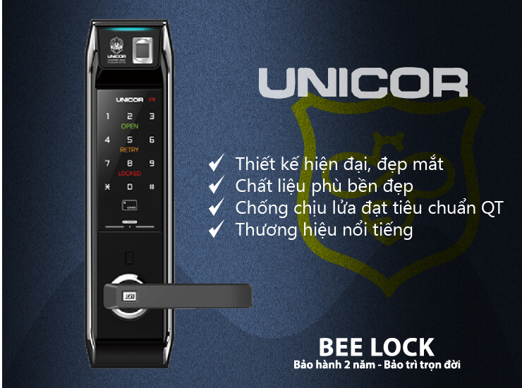 Khóa cửa điện tử Unicor UN-9000BWSK-F