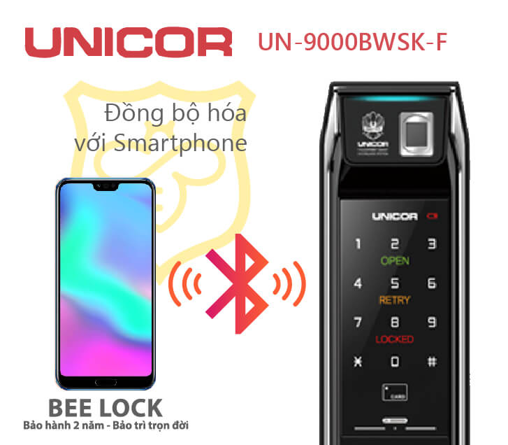 Khóa cửa vân tay Unicor UN-9000BWSK-F
