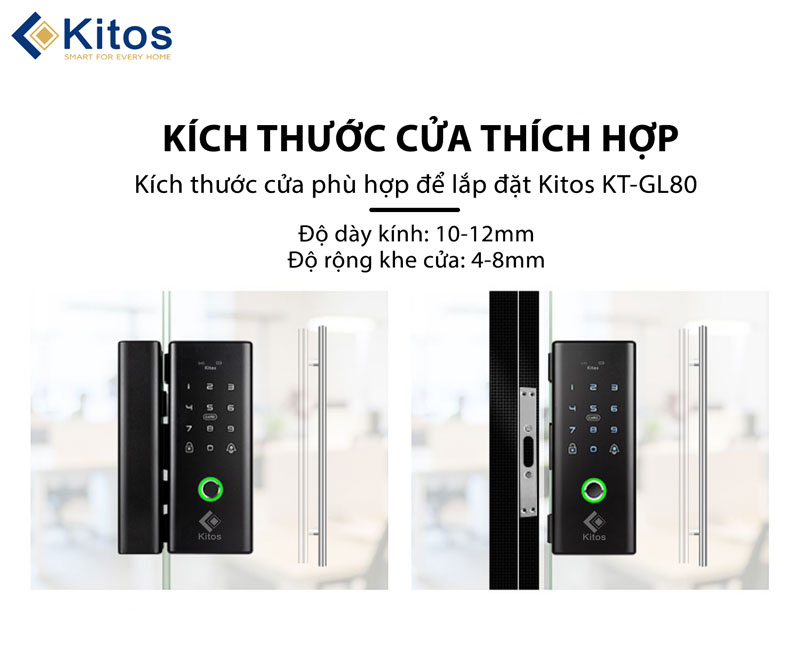 Khóa vân tay cửa kính Kitos KT-GL80 Plus